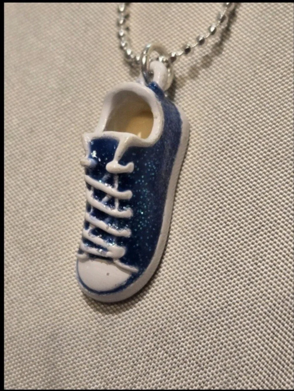Kids Blue Glitter Sneaker Charm Necklace - Unbranded